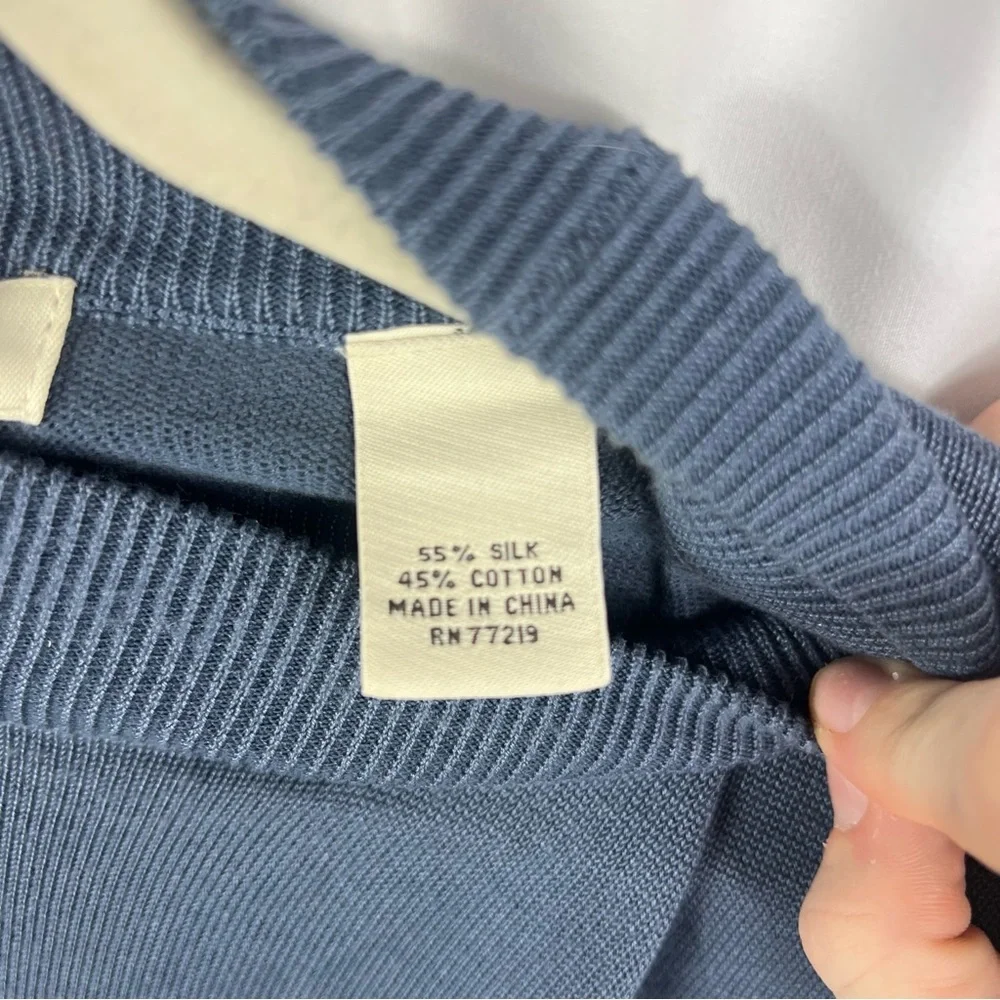 Pronto Uomo Steel Blue Silk Cotton Blend Crewneck Sweater